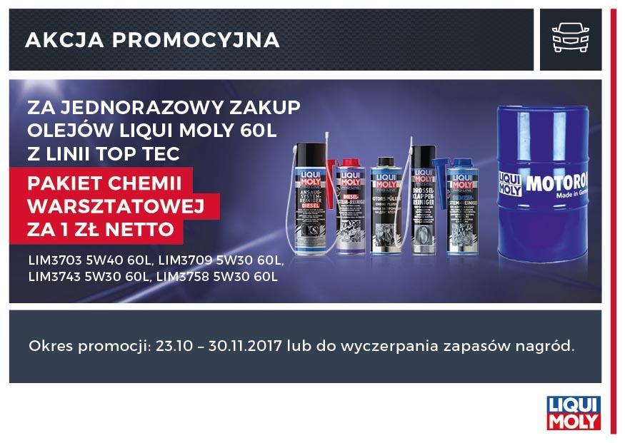 Oleje Liqui Moly Top Tec Za jednorazowy zakup olejów Liqui Moly z linii Top Tec, w okresie obowiązywania akcji, klient otrzyma możliwość