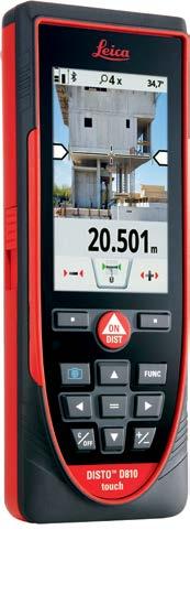 Pomiary można również wykonywać za pomocą ekranu dotykowego. Pozwala to uniknąć przypadkowego poruszenia Leica DISTO D810 touch podczas pomiarów.
