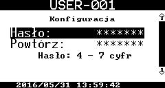CMK-03 Instrukcja obsługi i DTR COMMON S.A. USER-001, USER-002, USER-003 użytkownicy domyślnie nieaktywni. Ich pierwsza aktywacja możliwa jest z poziomu autoryzacji użytkownikiem USER-000.