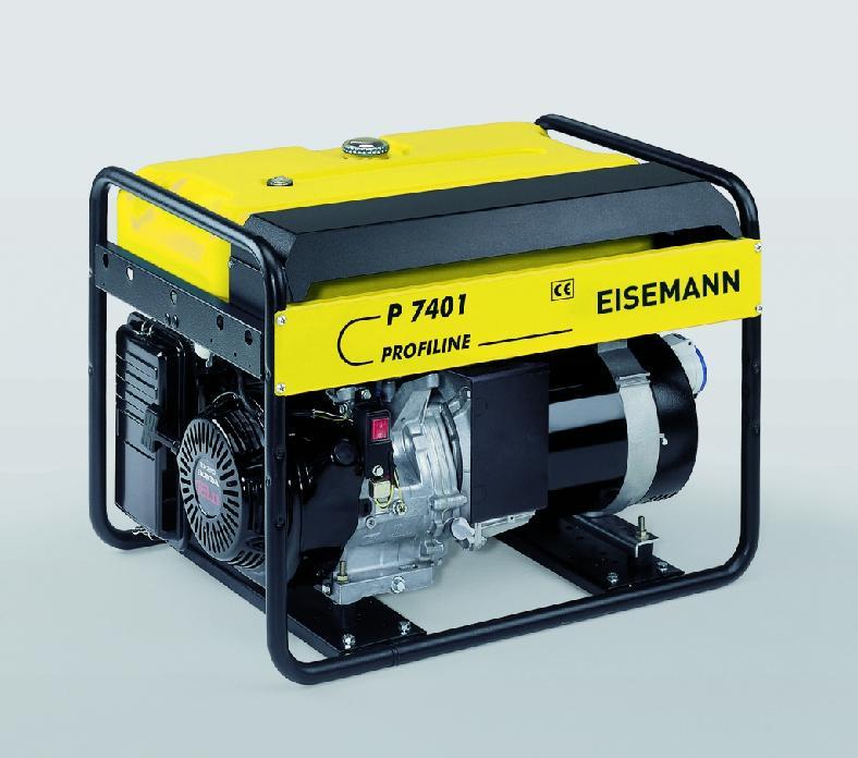 EISEMANN P7401 / P7401E PROFILINE IP 23 Elektryczna moc 1~ (cos 1,0) VA 6450 Elektryczna moc 1~ kw 6,5 Maksymalny pr d 1~ A 28 Pr d 1~ (CEE) A 28 A 45 (przy spadku napi cia do 20%) Silnik GX390 Honda