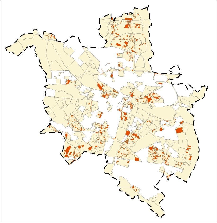 Analiza II etap: decyzje administracyjne po redukcji decyzje na planach opracowywanych: 14,5% (1994 ha) decyzje na obszarach bez planów: 13,5% (2337 ha) w przypadku niezgodności decyzji z