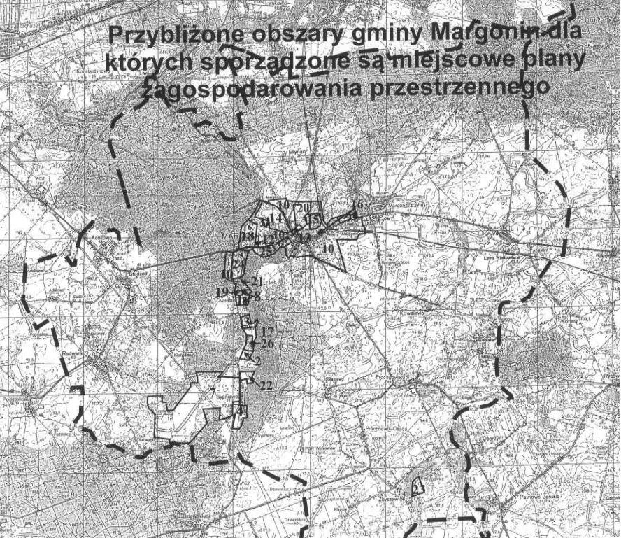 Aktualnie w opracowaniu znajdują się następujące projekty miejscowych planów zagospodarowania przestrzennego: - miejscowy plan zagospodarowania przestrzennego miasta Margonin, w rejonie ul.