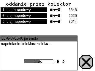 Praca z urządzeniem pomiarowym 3-13 Proces napełniania kolektora jest przedstawiony przez słupek czasu i wskazywanie statusu czujników ilości resztkowej na wyświetlaczu.