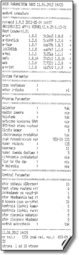 Menu administracyjne 4-4 4.2 Druk parametrów W menu administracyjnym potwierdzić punkt menu druk parametrów.