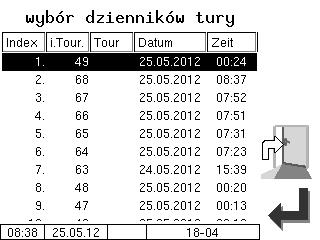 5.1.3 Wydruk tur niewydrukowanych Menu dodatkowe 5-3 Następuje wydruk danych