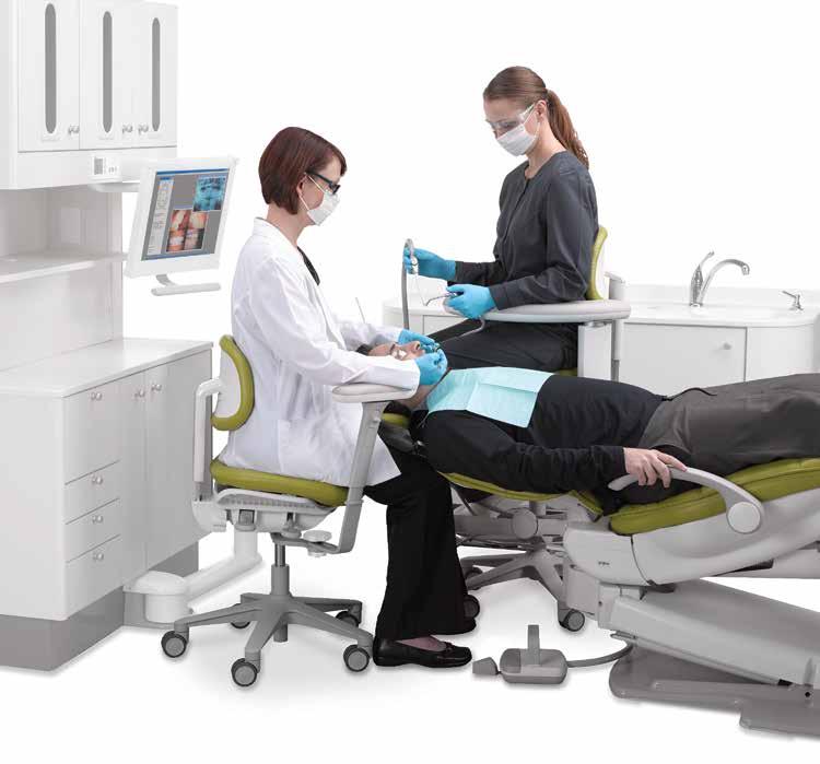 Teraz wygodę użytkownika zapewnia unikatowe, ergonomiczne rozwiązanie siedziska. Model A-dec 500.