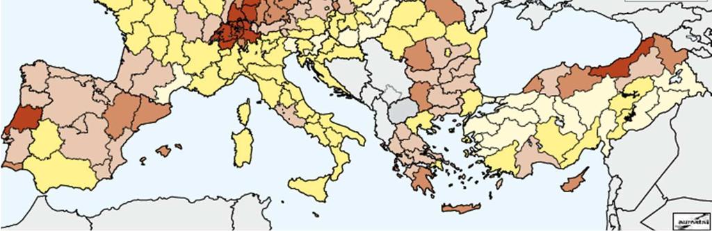 2 regions, 2008 (%)