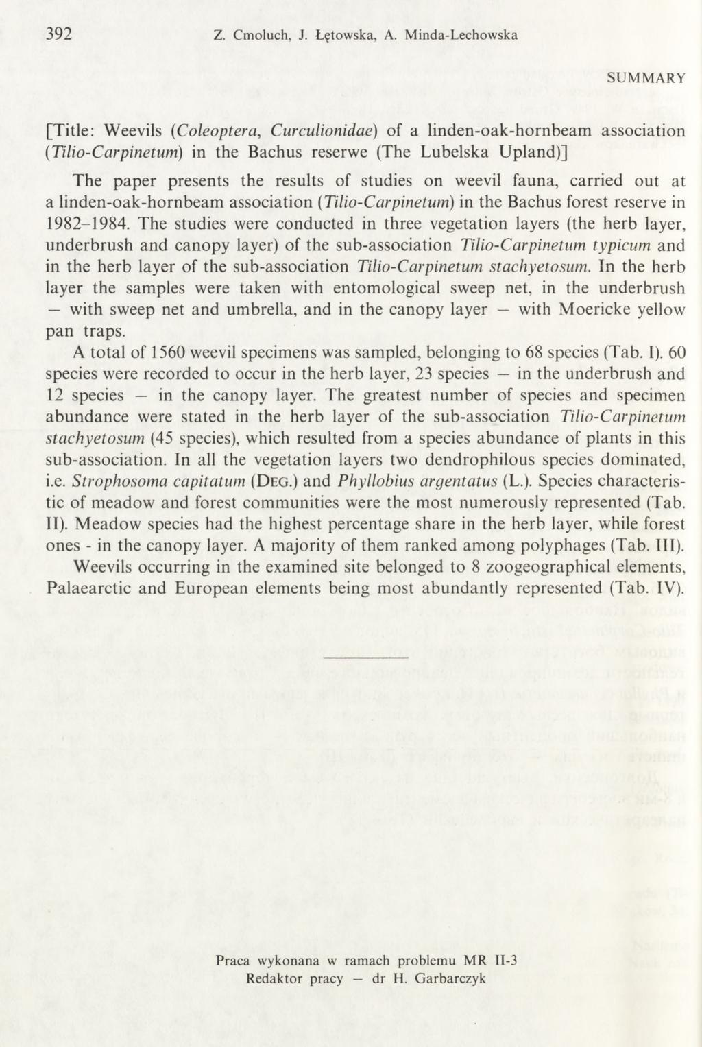 392 Z. Cm oluch, J. Łętowska, A.