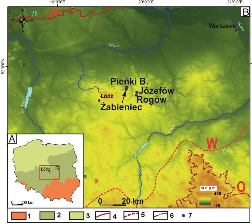 Cechy litologiczne wypełnień wybranych zagłębień bezodpływowych obszaru Wysoczyzny Łódzkiej Rys. 1.