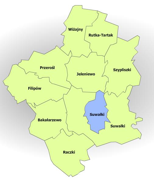 suwalski) oraz z gminą Dubeninki (województwo warmińsko mazurskie). Gmina sąsiaduje również z Litwą. Rysunek 1. Położenie Gminy Wiżajny na tle powiatu suwalskiego Źródło: https://administracja.mac.