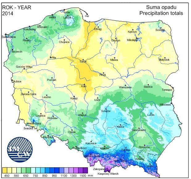 Rysunek 3. Suma opadów Źródło: http://www.imgw.