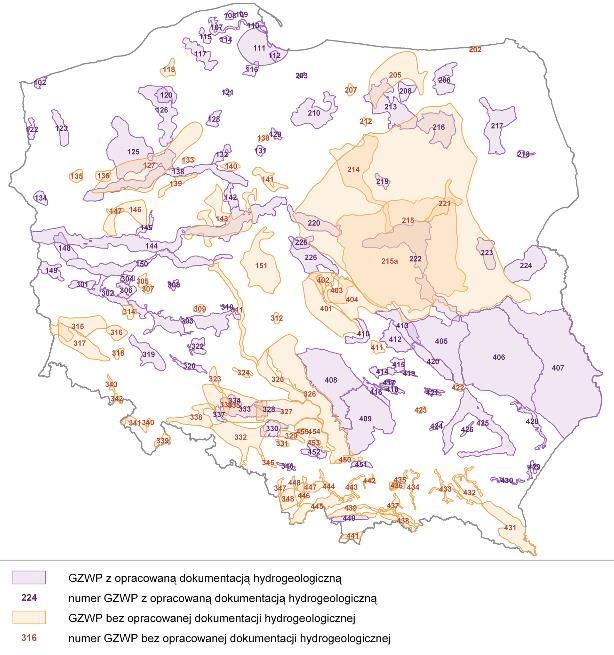 Na terenie Gminy Wiżajny nie jest położony żaden Główny Zbiornik Wód Podziemnych (GZWP). Rysunek 17. Rozmieszczenie Głównych Zbiorników Wód Podziemnych (GZWP) Źródło: www.psh.gov.