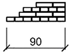 W zakończeniu muru z jednej strony wykonaj strzępia schodkowe, zgodnie z rysunkiem 2. Przygotuj 4 brakujące cegły dziewiątki, pozostałe są już przycięte.