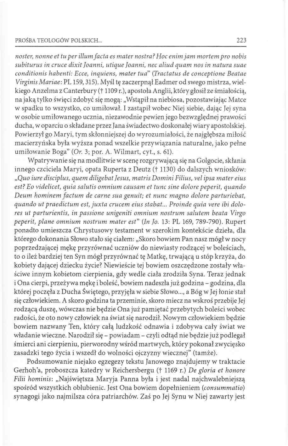 PROŚBA TEOLOGÓW POLSKICH 223 noster, nonne et tu per ilium facta es mater nostra?