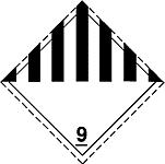ZAGROśENIE KLASY 7 Materiały promieniotwórcze (Nr 7A) Kategoria I-Biała Symbol (trójlistek): czarny; tło białe; czarny napis w dolnej połowie nalepki (obowiązkowy): RADIOACTIVE (PROMIENIOWANIE)
