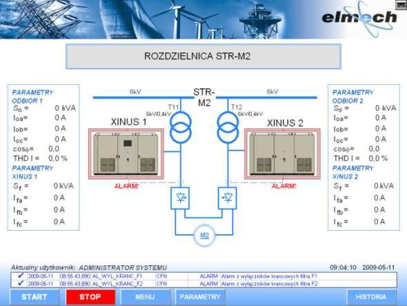 Drugi etap realizowany był już na maszynie wyciągowej i polegał na doborze parametrów pracy filtrów dla różnych jej stanów pracy.