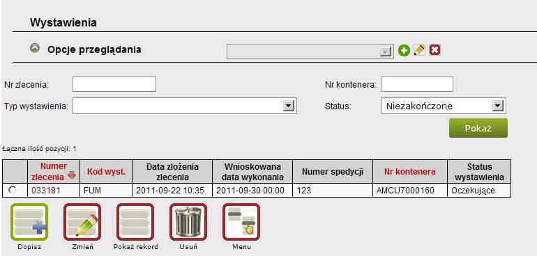 Pojedyncze kliknięcie na numerze zlecenia powoduje przejście do podglądu zlecenia, a dwukrotne kliknięcie otwiera zlecenie do edycji.