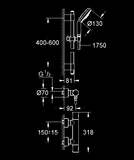 GROHTHERM 3000 COSMOPOLITAN 34 274 000 chrom 425,00 Grohtherm 3000 Cosmopolitan Bateria prysznicowa z termostatem, DN 15 montaż ścienny korpus z GROHE CoolTouch zintegrowana blokada wody mieszanej