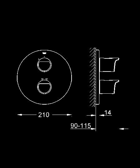 EcoButton głowica ceramiczna 1/2, 180 bez elementów do zabudowy podtynkowej 35 500 000 227,00 GROHE Rapido T uniwersalny podtynkowy element termostatyczny 19 355 001 chrom 308,00 Grohtherm 2000