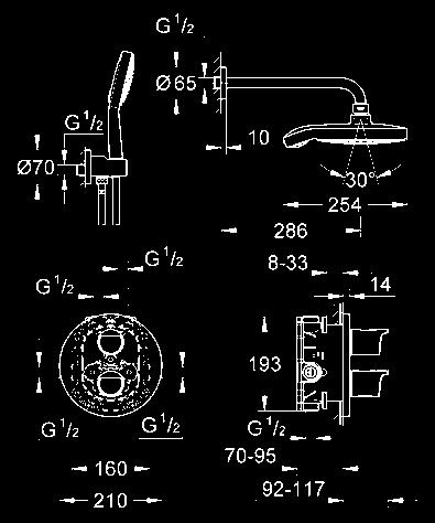 przedłużek 27,5 mm; do użycia z wannową baterią termostatyczną SPECJALNE 19 243 001 chrom 47,00 Grohtherm 2000 element zewnętrzny zaworu podtynkowego do zaworów podtynkowych, 1/2, 3/4, 1 głębokość