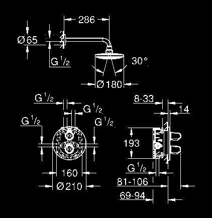 zestaw przedłużek 27,5 mm; do użycia z wannową baterią termostatyczną 19 981 000 chrom 40,00 Grohtherm 1000 element zewnętrzny zaworu podtynkowego zestaw do montażu