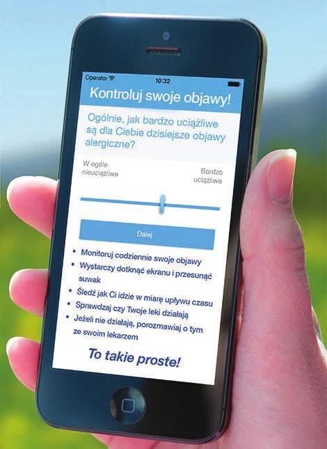 Rycina 1. Skala VAS w aplikacji MACVIA-ARIA (źródło: www.pta.med.pl). Rycina 2. Skala VAS w aplikacji Nie Kichaj (źródło: www.niekichaj.pl). Dodatkowo dzięki geolokalizacji interpretacja objawów w odniesieniu do lokalnej ekspozycji na uczulające alergeny jest ułatwiona.