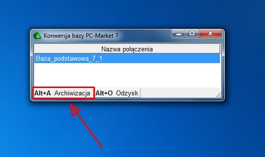 W pierwszej kolejności wykonujemy archiwizację aktualnej bazy Sybase Runtime przy