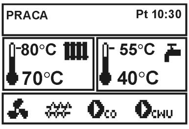 Jeśli temperatura kotła jest wyższa od temperatury zadanej kotła + 5 C wówczas nie da się wejść do trybu ROZPALANIE.