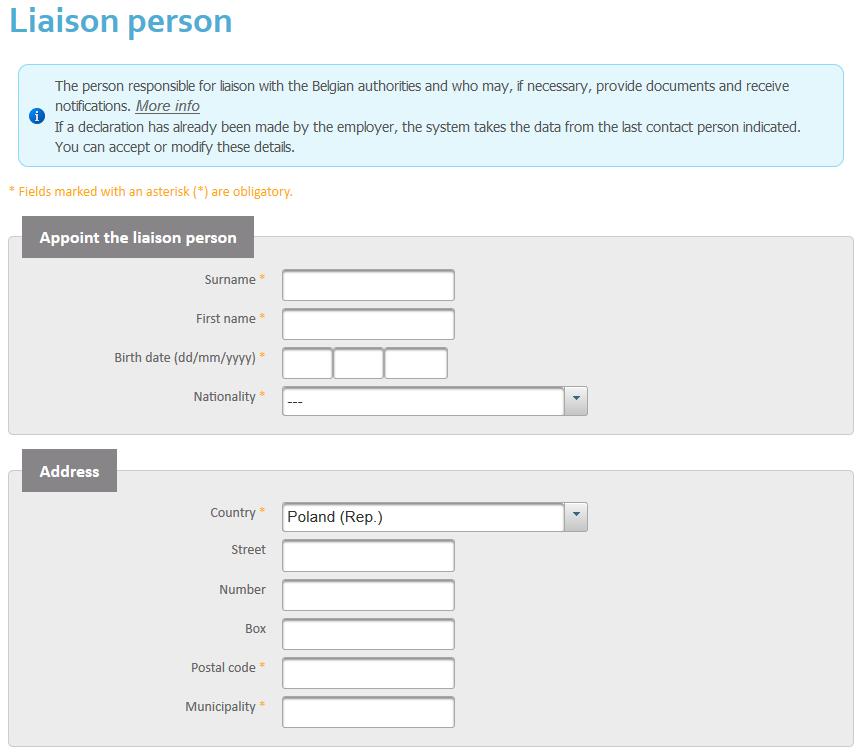 Nazwisko Imię Narodowość Data urodzenia (dzień/miesiąc/rok) Osoba łącznikowa osoba odpowiedzialna za kontakt z belgijskimi służbami w celu dostarczenia