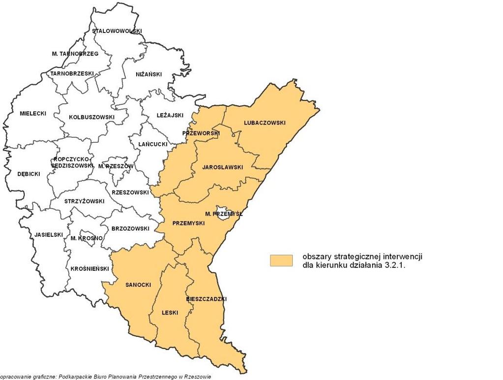 Działanie 3.1.2. dotyczy gmin przez które przebiegają lub są planowane linie kolejowe. Działanie 3.1.3. dotyczy całego obszaru województwa, w tym terenu ZBGP.