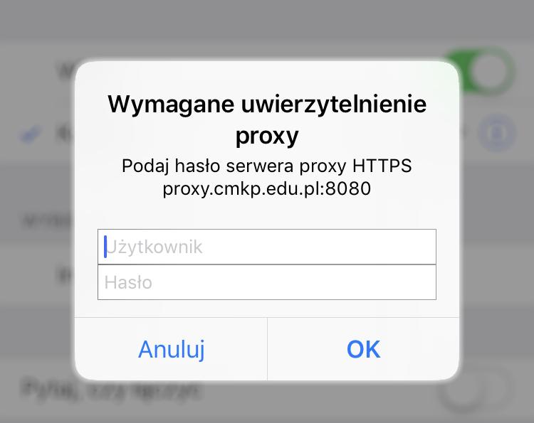 7. Jako nazwę użytkownika należy wprowadzić krótki login, tzn. pierwsza litera imienia i 8. Jako hasło, użyj hasła do poczty elektronicznej CMKP.