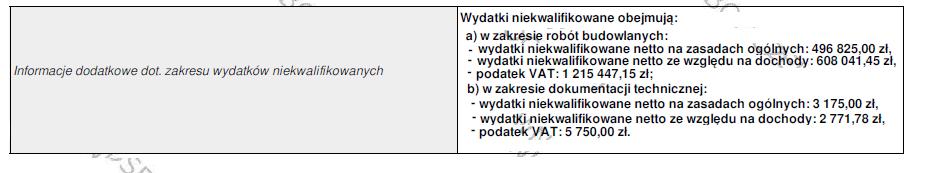 przyczyny niekwalifikowalności). W przypadku projektu realizowanego tylko przez Wnioskodawcę, po użyciu opcji przelicz tabelę D.