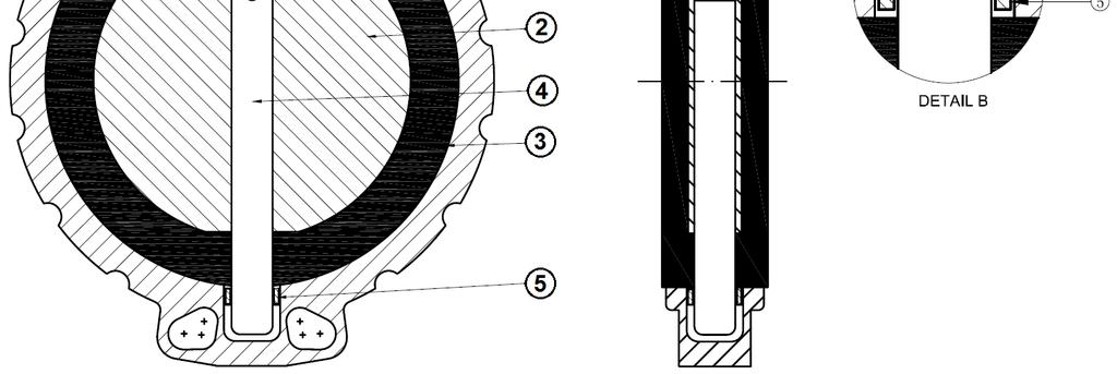 MATERIAŁ DN 350 : Item Nazwa Materiał 1 Korpus Żeliwo EN GJL-250 2 Dysk ASTM A351 CF8M 3 Pierścień elastyczny EPDM 4