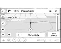 System audio-nawigacyjny 173 Aktywne prowadzenie po trasie Przy aktywnym prowadzeniu po trasie można wykonywać następujące czynności: Przełączenie między czasem przyjazdu, pozostałą odległością i