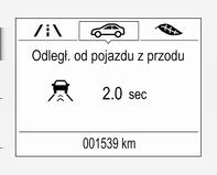 244 Prowadzenie i użytkowanie Wskaźnik odległości od pojazdu poprzedzającego Wskaźnik odległości od pojazdu poprzedzającego wyświetla odległość od poprzedzającego, poruszającego się pojazdu.