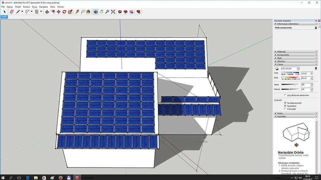 Analiza układu cieni SketchUP 2017 J.