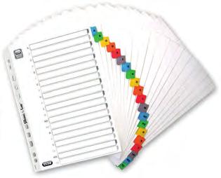 36 Przekładki Esselte z kolorowego kartonu Przekładki i indeksy w 5 kolorach. Do segregowania dokumentów o formacie A4. Multiperforowane pasują do każdego segregatora.