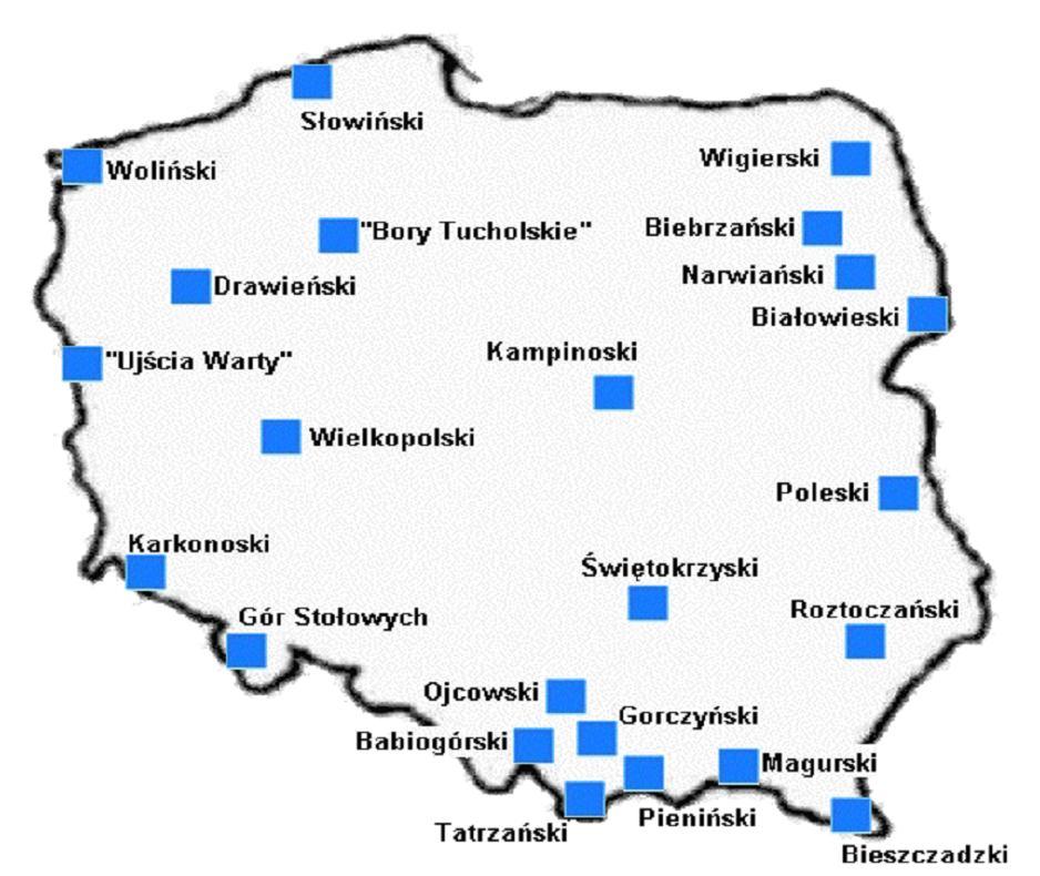 Formy ochrony przyrody: Parki Narodowe w Polsce Parki narodowe: obszar wyróżniający się szczególnymi wartościami przyrodniczymi, naukowymi, społecznymi, kulturowymi i edukacyjnymi, o powierzchni