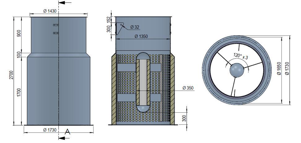 Wymiary Wymiary Opis Wysokość Szerokość Masa Tłumik wydechowy 2700mm Ø1730mm 170kg Sekcja