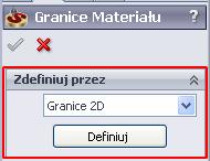 Upewnij się, że została wybrana opcja Granica 2D i kliknij przycisk Definiuj. Zostanie wyświetlone okno dialogowe Granica Materiału. Kliknij przycisk Definiuj Łańcuch.