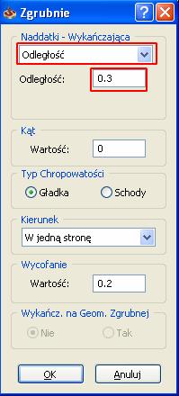 Teraz w oknie Operacja-Toczenie należy zdefiniować parametry technologiczne. 1.