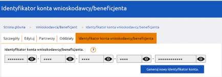 Administratorem u wnioskodawcy/ beneficjenta jest on sam lub wyznaczony przez niego użytkownik systemu, który posiada uprawnienia do zarządzania użytkownikami. 7.