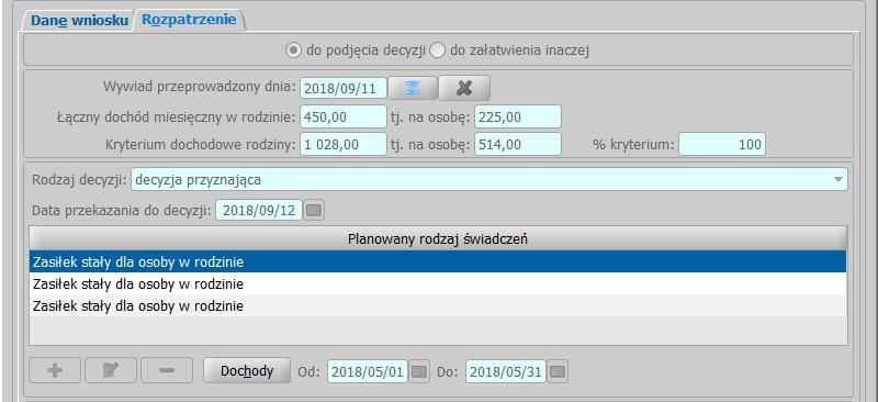 Znaczniki te działają, tak jak istniejące wcześniej ich odpowiedniki bez słowa w okresach, ale drukują teksty dotyczące wszystkich okresów przyznania zasiłku.