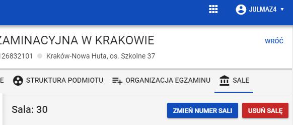 3. Na wyświetlonej karcie, wypełnić pole Wpisz numer sali. Może to być unikalny numer, jak również nazwa, np. sala gimnastyczna lub aula; długość nazwy nie może przekroczyć 50 znaków. 4.