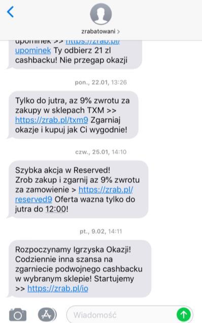 Wiadomości PUSH SMS Targetowanie na: