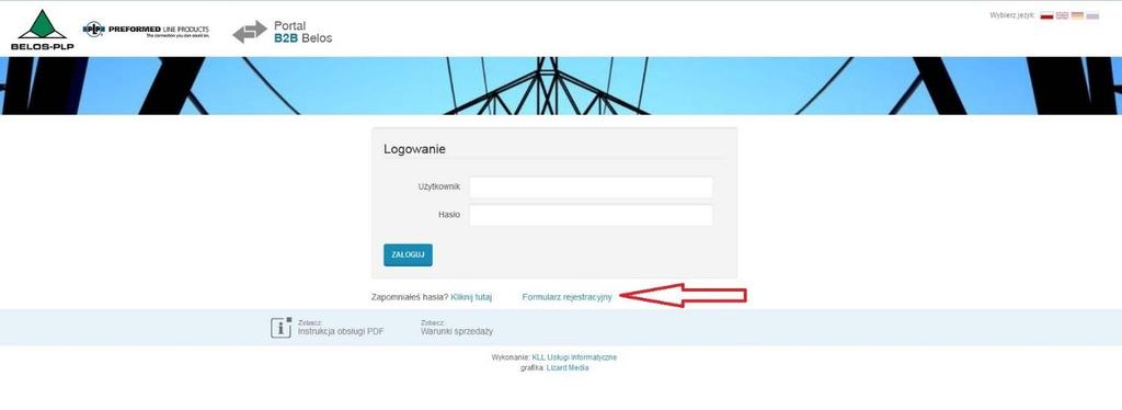 INSTRUKCJA DZIAŁANIA PORTALU B2B BELOS-PLP REJESTRACJA I LOGOWANIE Klikając na
