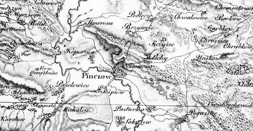 Ryc. 3. Pińczów na mapie z 1808 r.