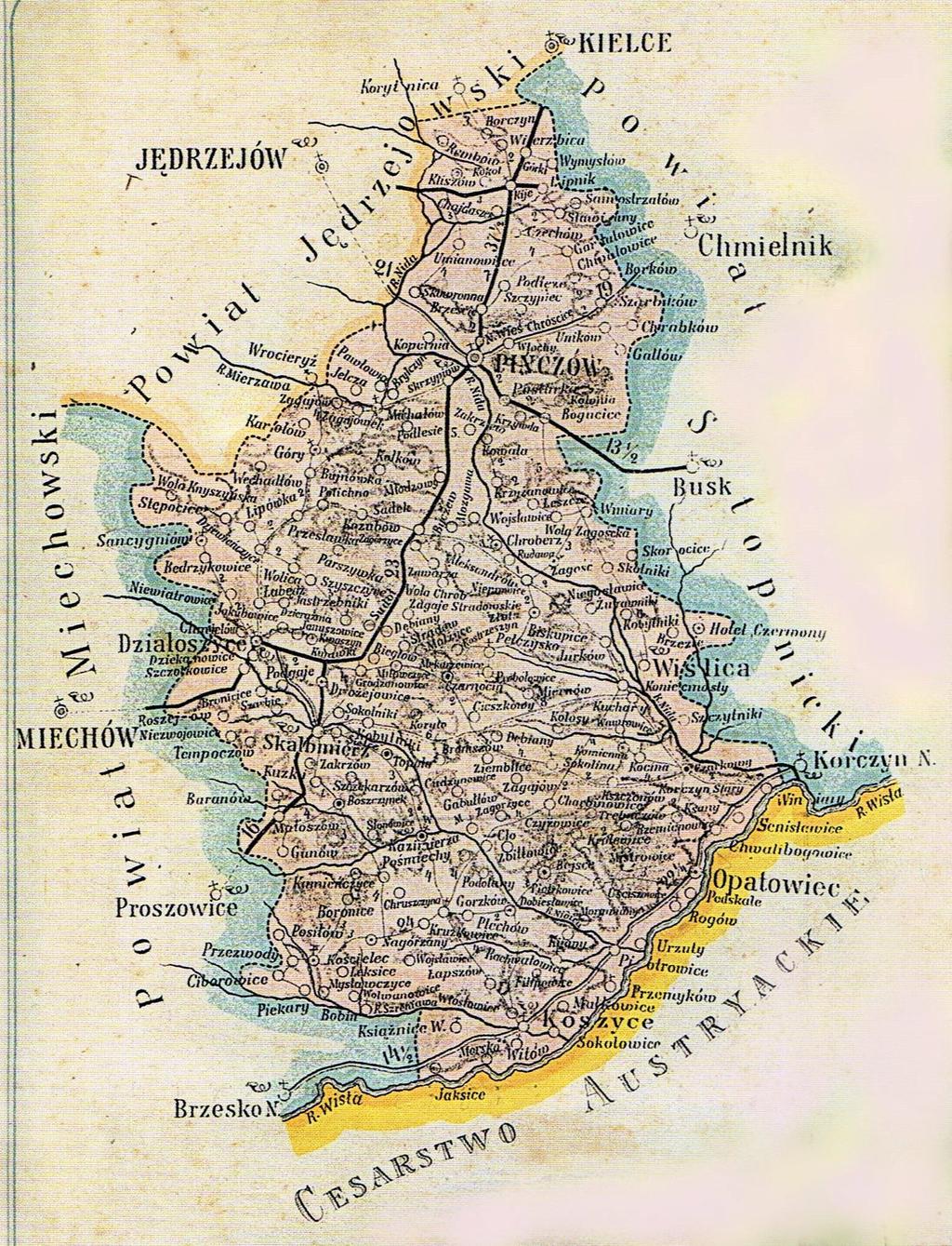 Ryc. 10. Powiat Pińczowski na mapie z 1907 r.