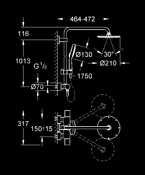 przesuwnego uchwytu prysznicowego (12 140 000) metalowy wąż prysznicowy 1750 mm (27 178 000) GROHE CoolTouch przystosowany do podgrzewaczy o mocy min.