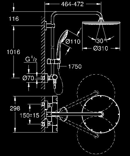 (27 699 000) regulowany uchwyt prysznica wąż prysznicowy Silverflex 1750 mm (28 388 000) GROHE EcoJoy technologia dla zmniejszenia zużycia wody.